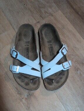 Berkinstock Women's White Double Buckle Slide Sandals